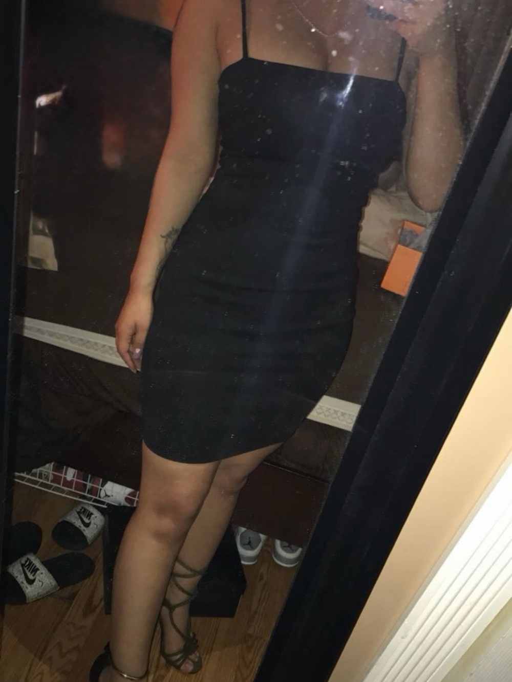 Fashion Nova Black Spaghetti Strap Bodycon Dress